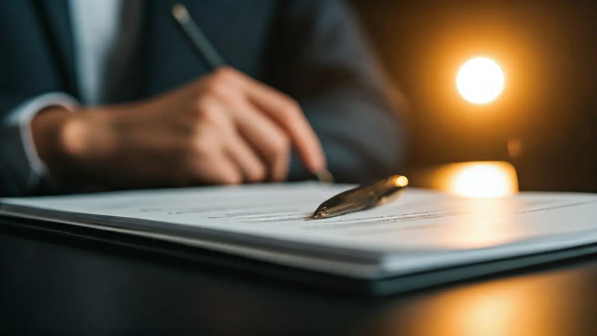 Generic image of legal documents and a pen, symbolizing legal security.