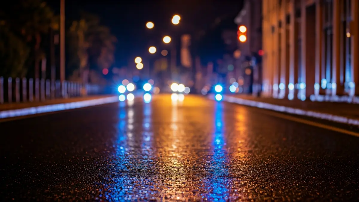Imagen genérica de luces de emergencia en una carretera de noche.