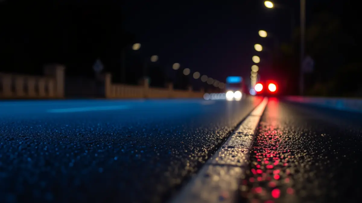 Generic image of emergency lights reflected on wet asphalt.