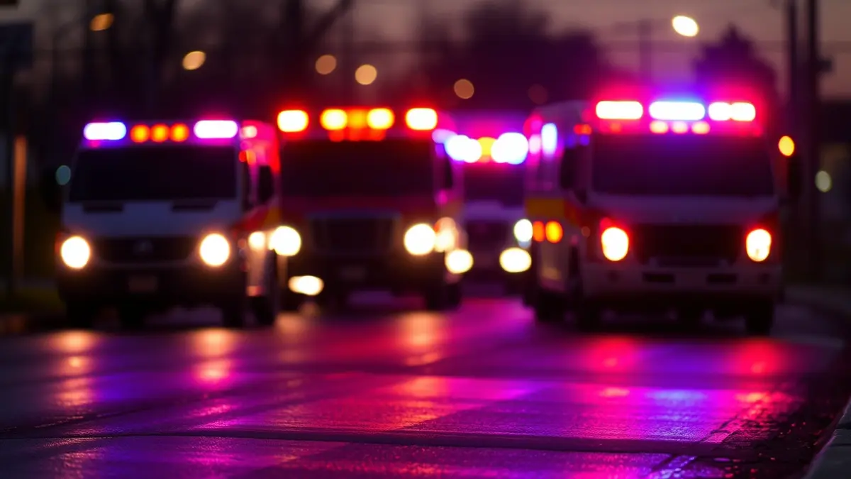 Generic image of emergency lights at a traffic accident.