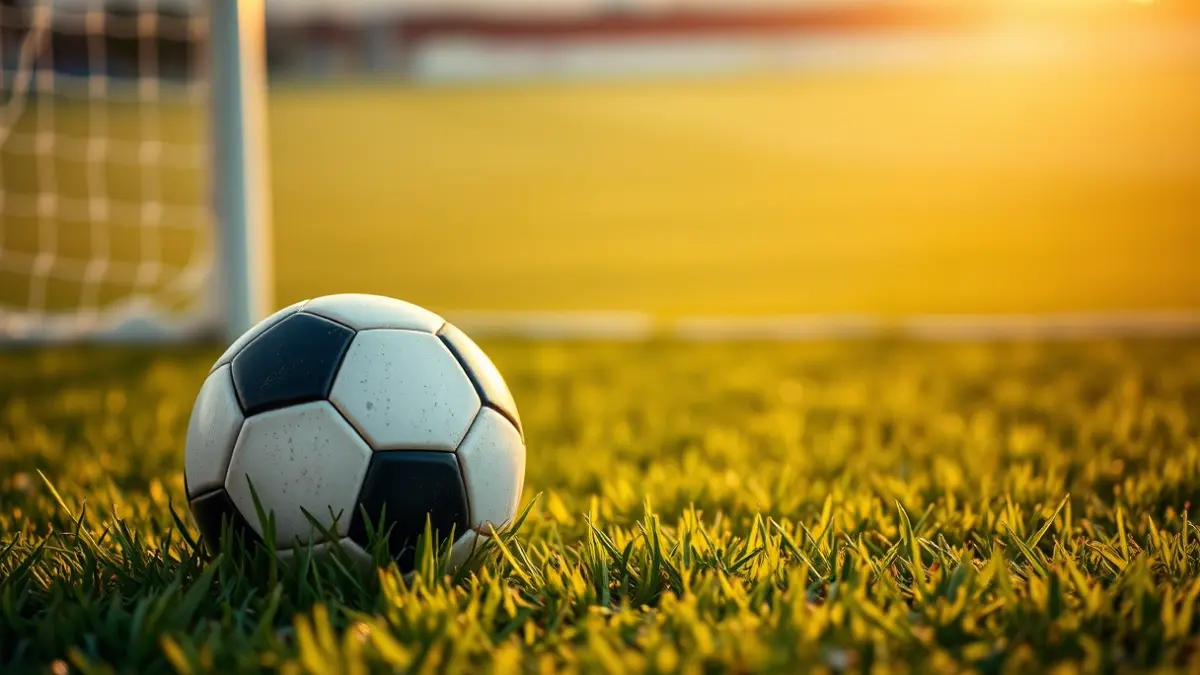 Generic image of a soccer ball on a stadium pitch.