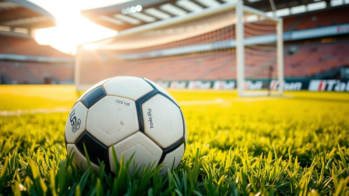 Generic image of a soccer ball on a stadium pitch.