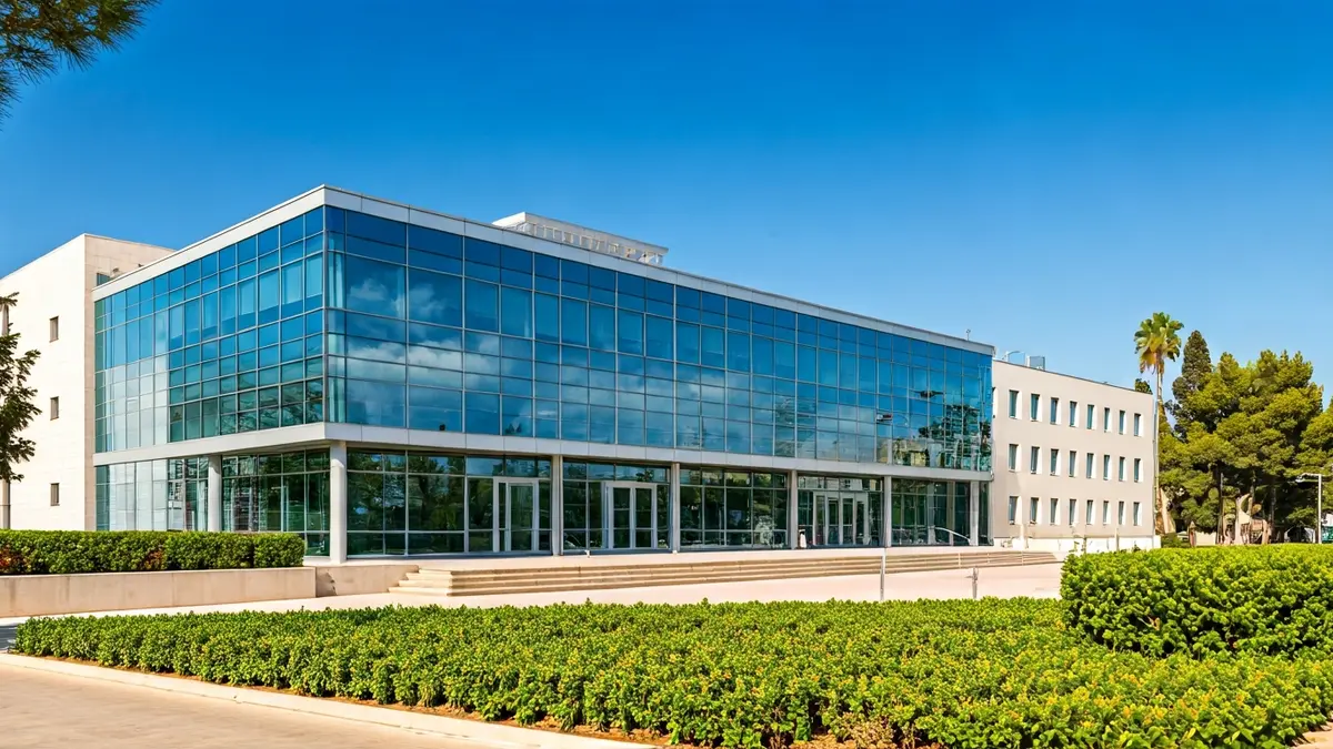Imagen de un edificio moderno de universidad en Granada.