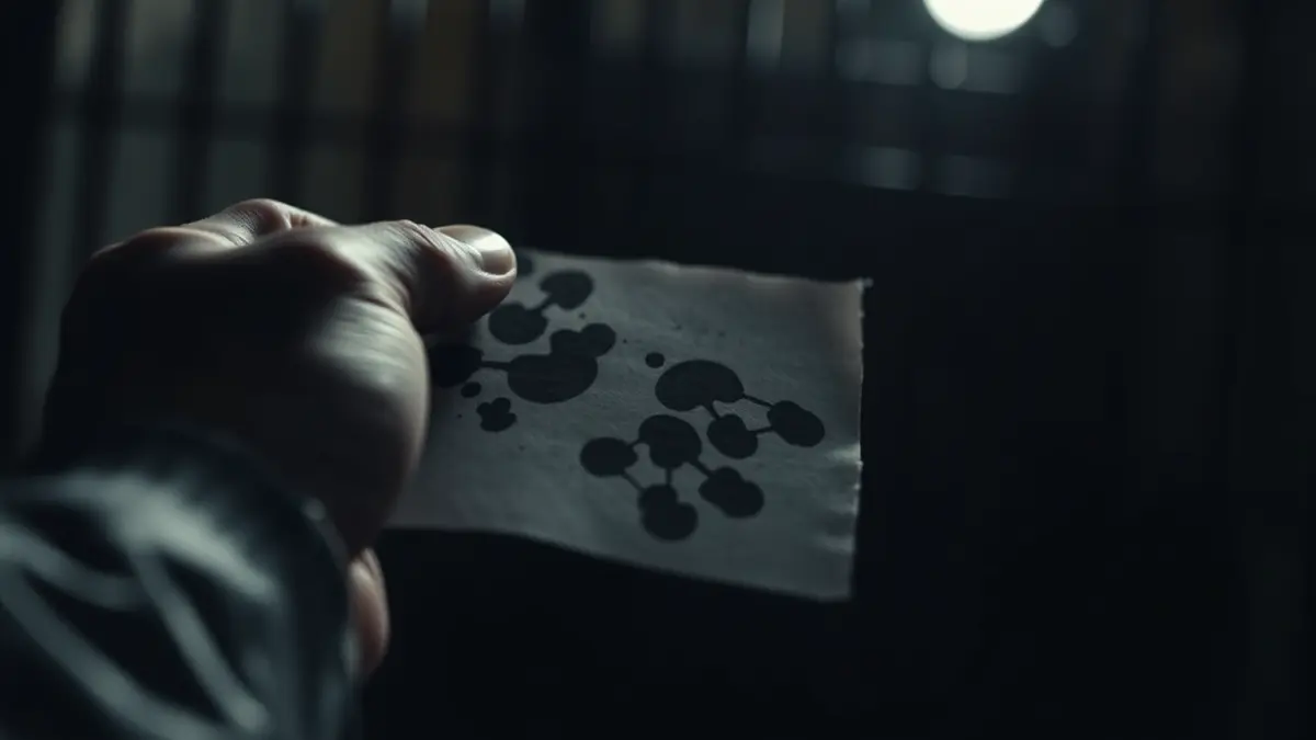 Imagen de un trozo de papel con patrones abstractos, representando la introducción de sustancias en prisión.