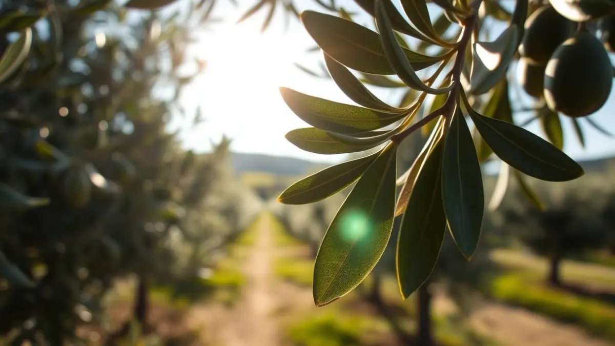 Olive tree leaves affected by a pest in a Jaén field