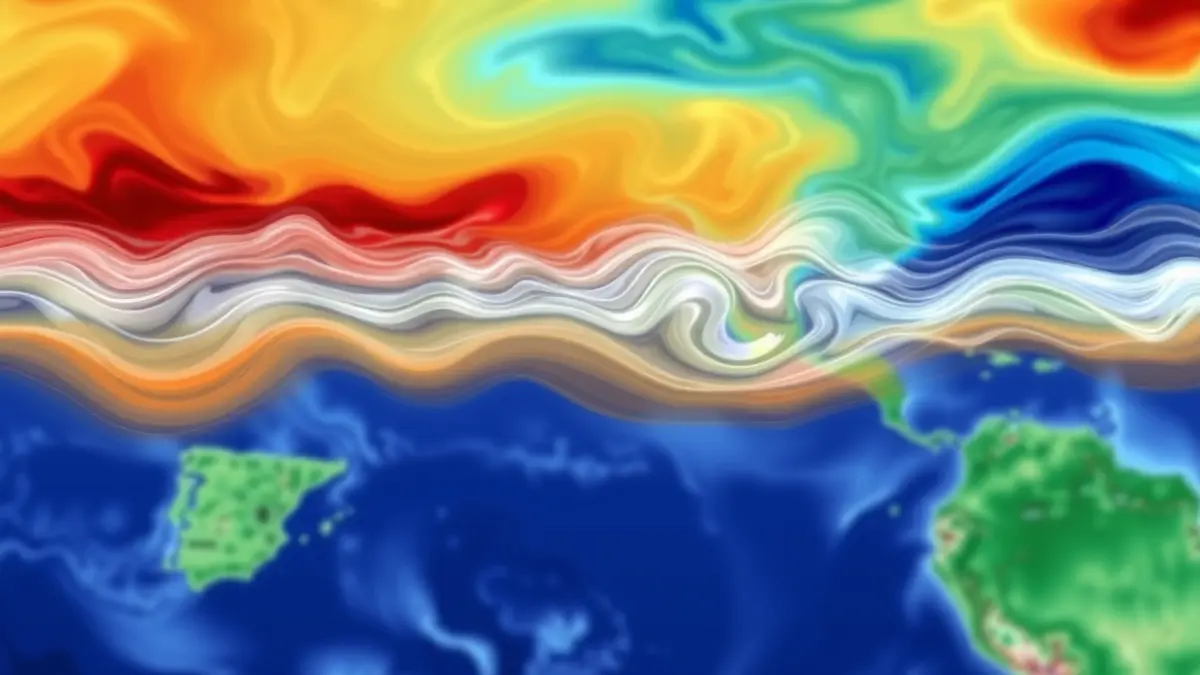 Imagen genérica de patrones climáticos y corrientes oceánicas que representan el fenómeno de El Niño.