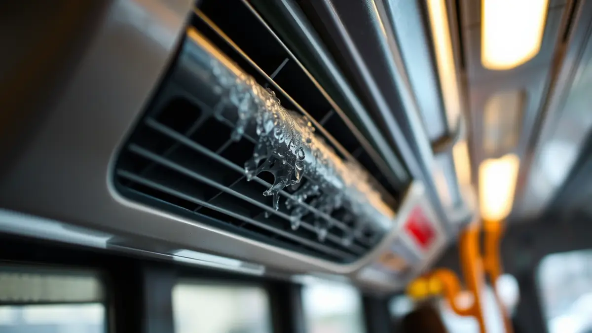 Generic image of a bus air conditioning system with condensation.