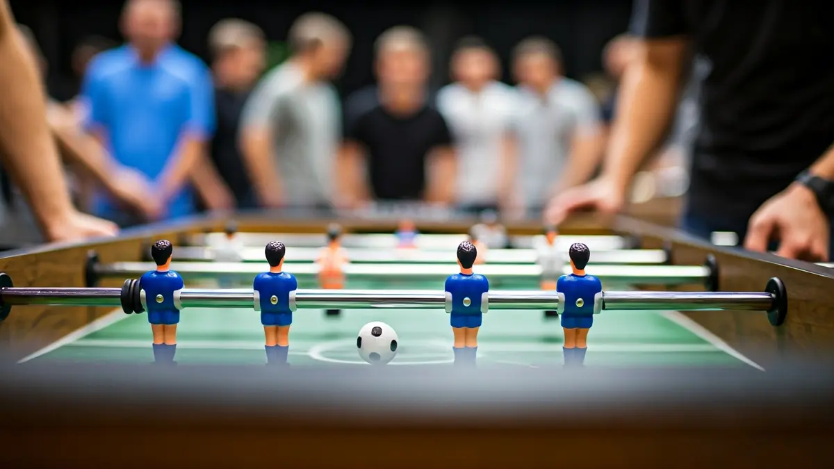 Imagen genérica de una partida de fútbol de mesa en pleno desarrollo.