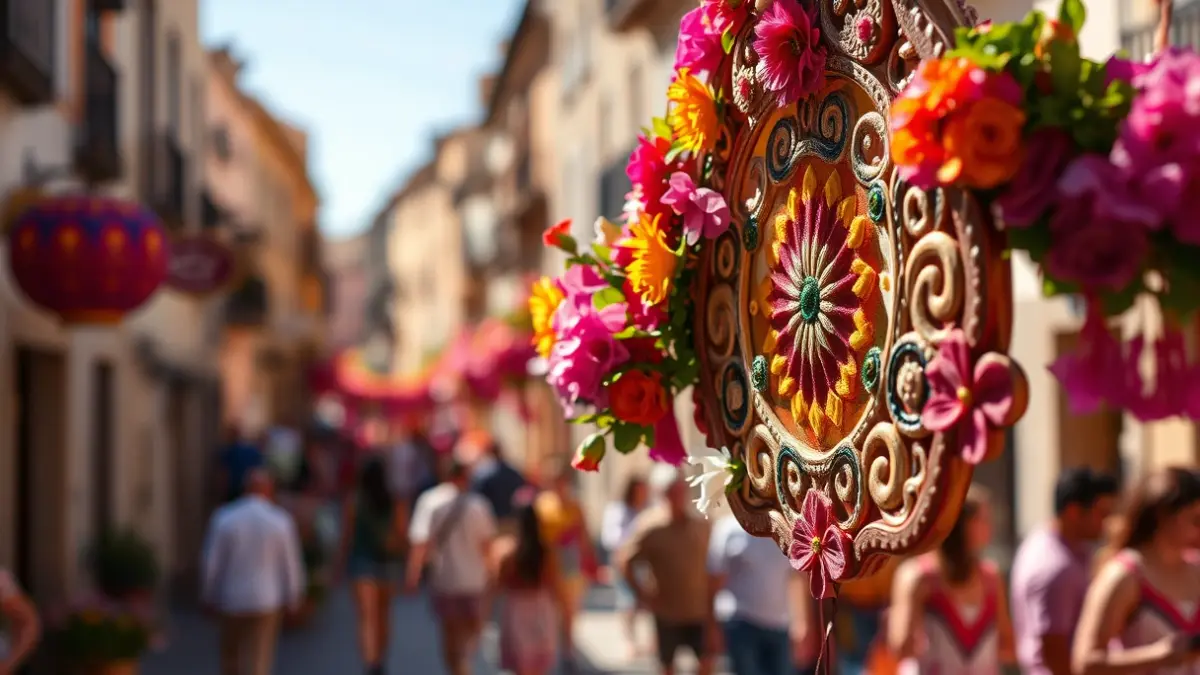 Image of a May Cross decorated with flowers.