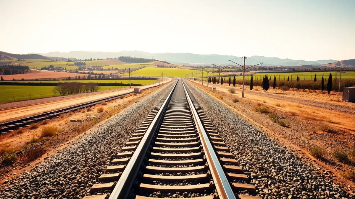 Generic image of a high-speed train track in an Andalusian landscape.