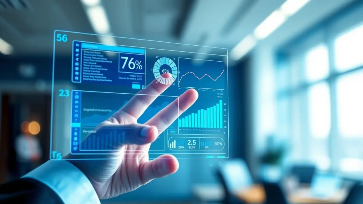 Generic image of a hand interacting with a holographic artificial intelligence interface.