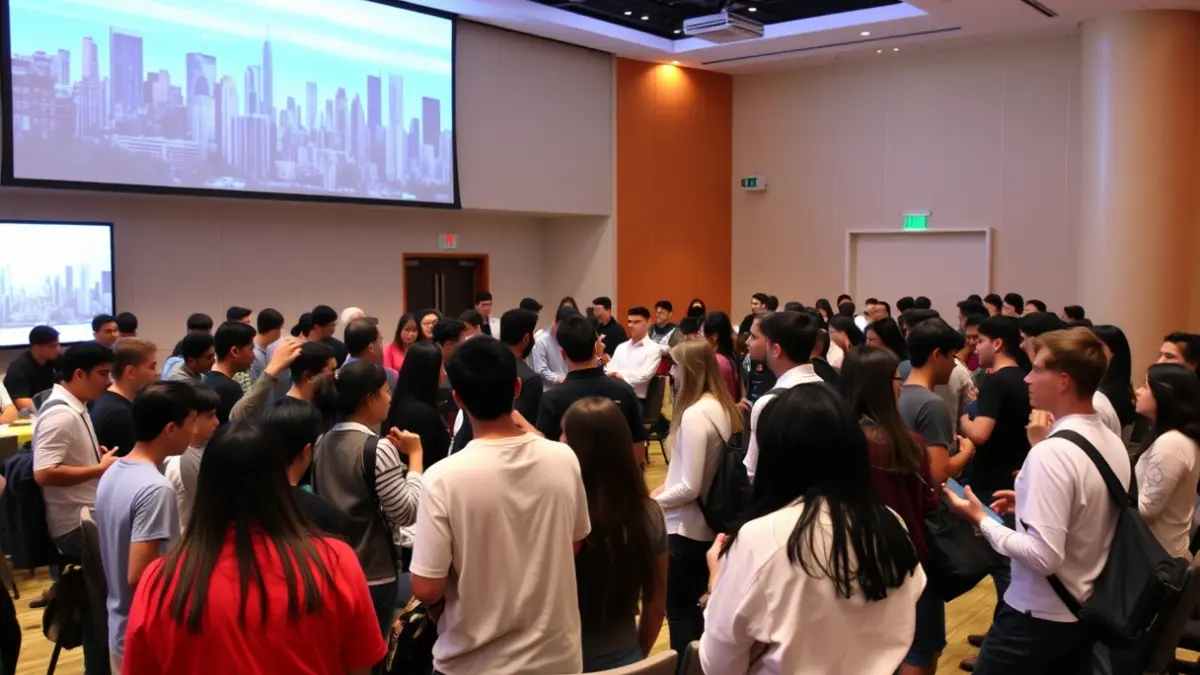 Generic image of young people participating in a forum or conference.