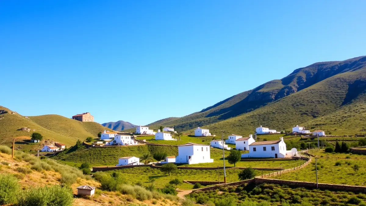 Image of rural houses in a natural setting in the Sierra de la Murta, Almería.