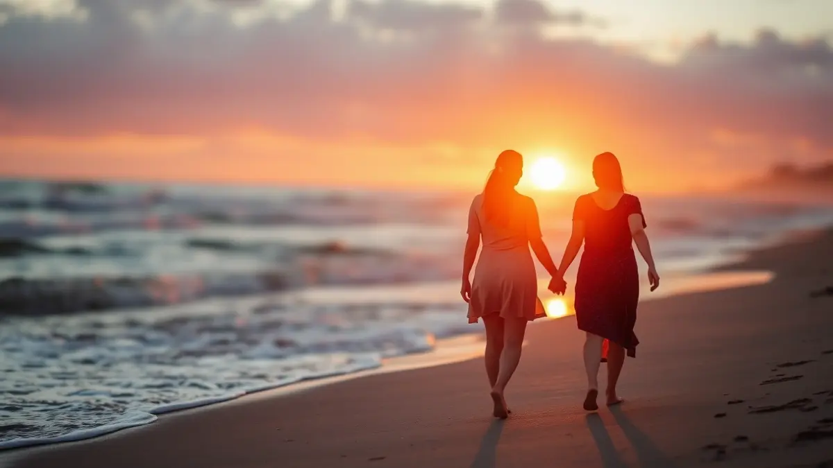 Imagen genérica de una pareja paseando por la playa al atardecer.