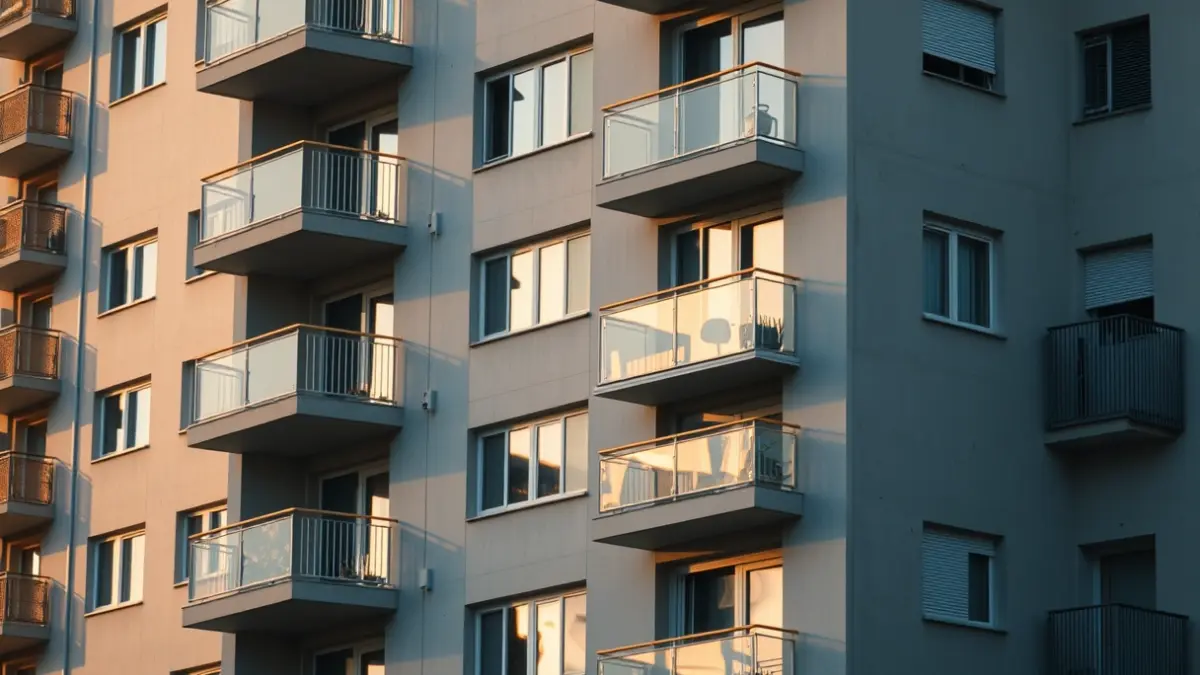 Imagen genérica de la fachada de un edificio de apartamentos moderno en una ciudad mediterránea.