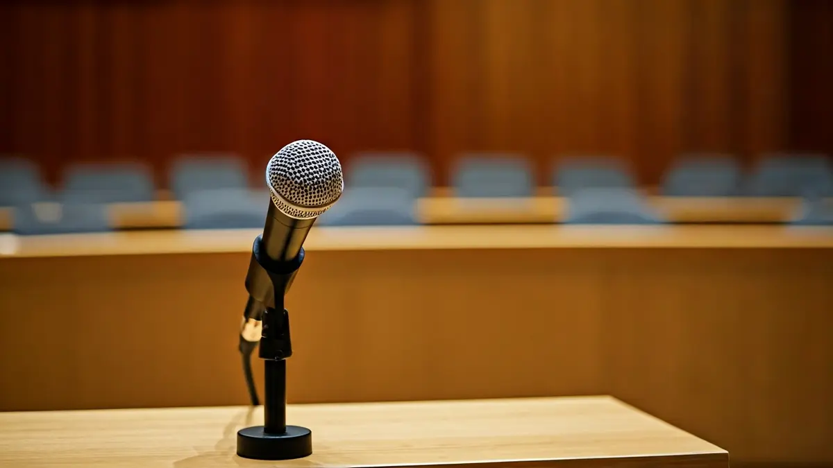 Imagen genérica de un micrófono en un podio, simbolizando una protesta o demanda pública.