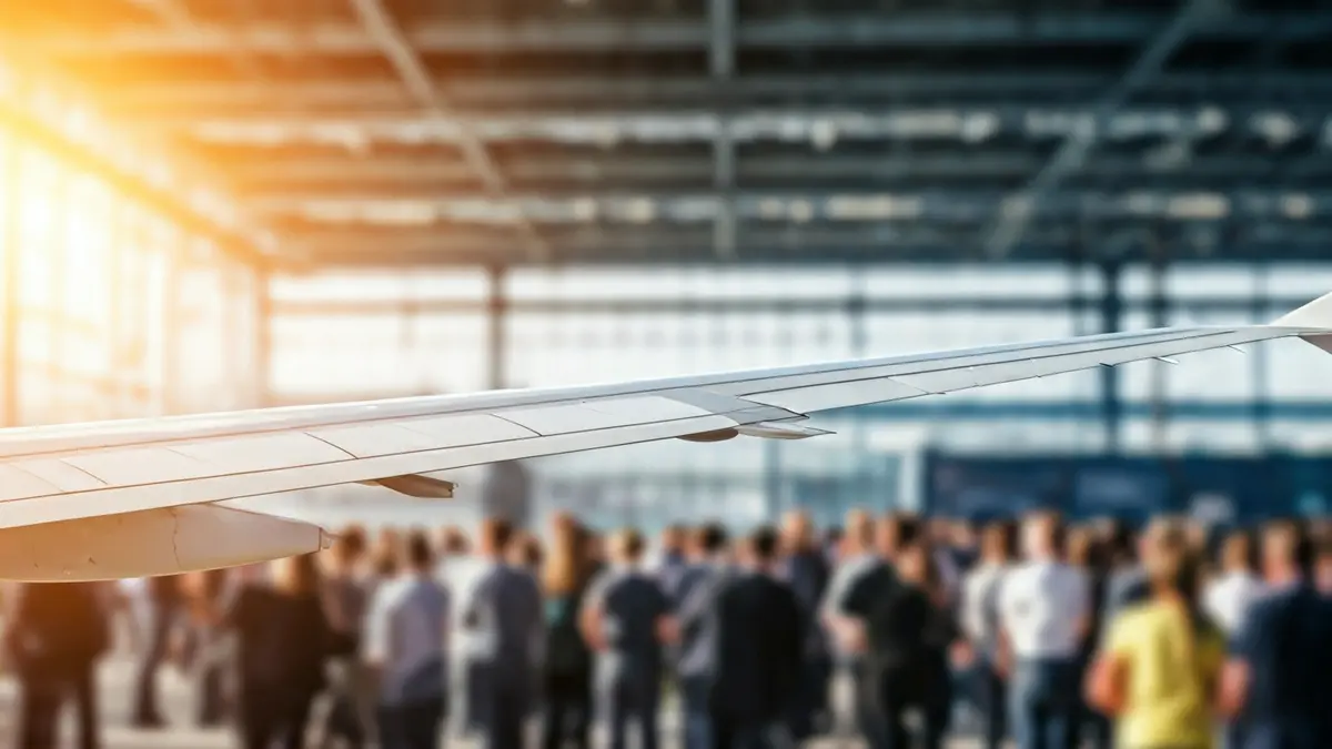 Imagen de un ala de avión Airbus en una planta de fabricación, simbolizando la industria aeronáutica.