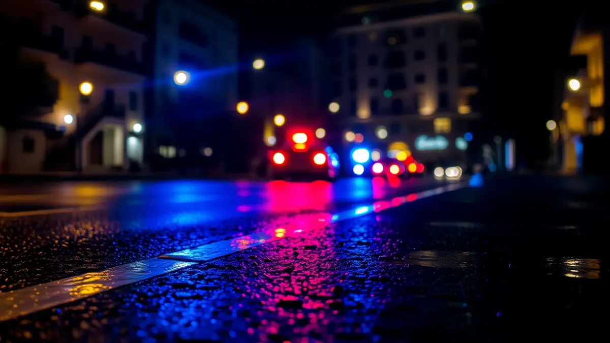 Imagen genérica de luces de emergencia policiales en una calle de noche.
