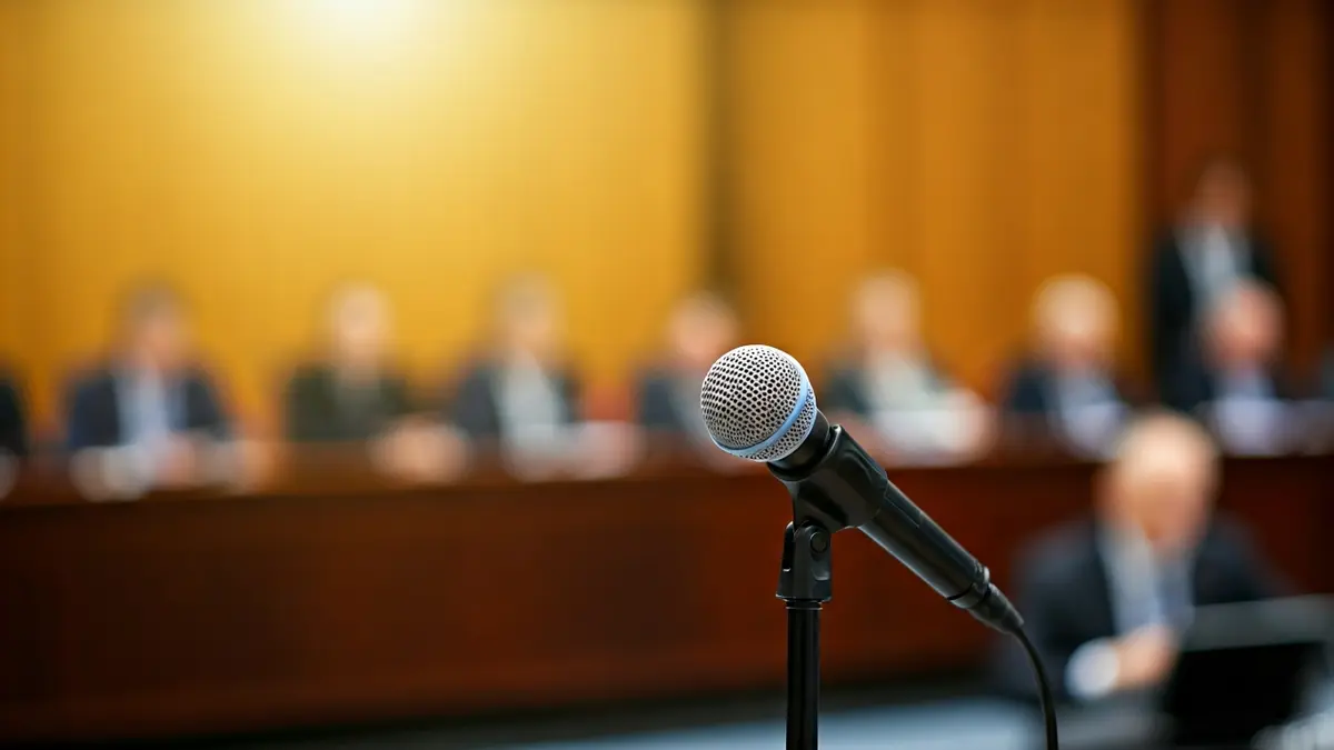 Imagen genérica de un atril con micrófono en un evento político.