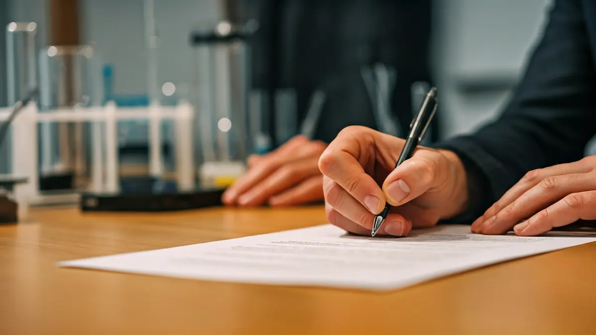 Generic image of hands signing a document, symbolizing the approval of research grants.