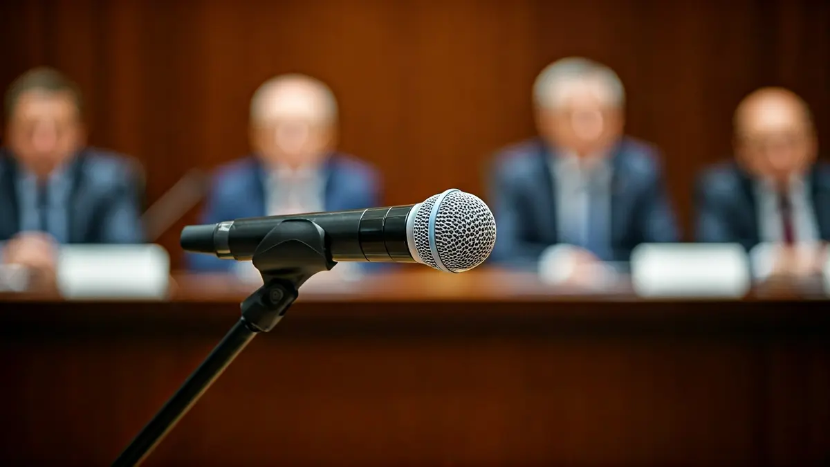 Imagen genérica de un micrófono en un podio, simbolizando negociaciones políticas.