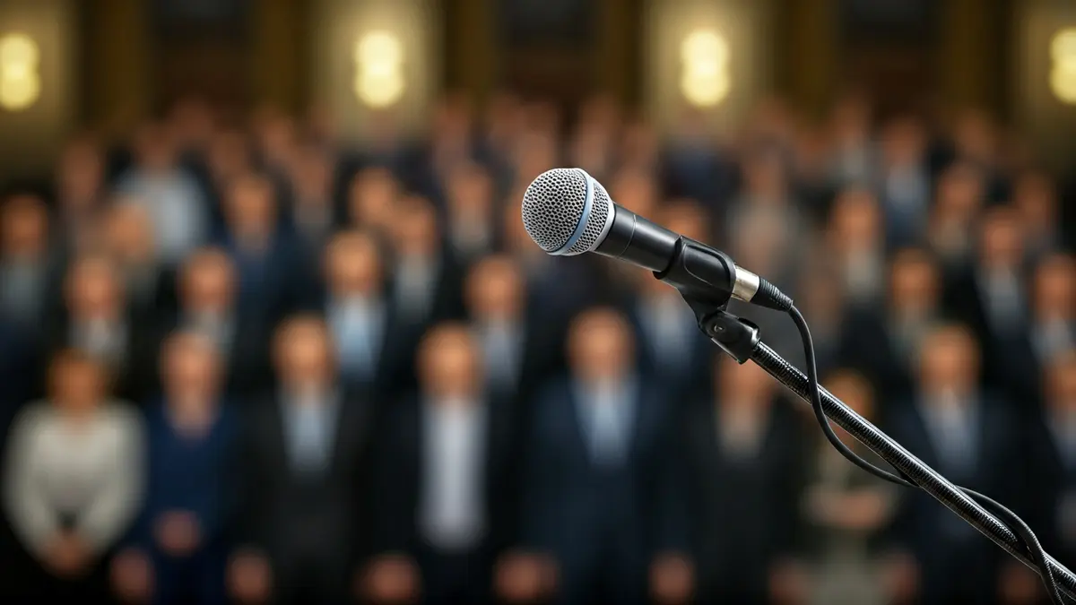 Imagen genérica de un micrófono en un podio, simbolizando un anuncio político.