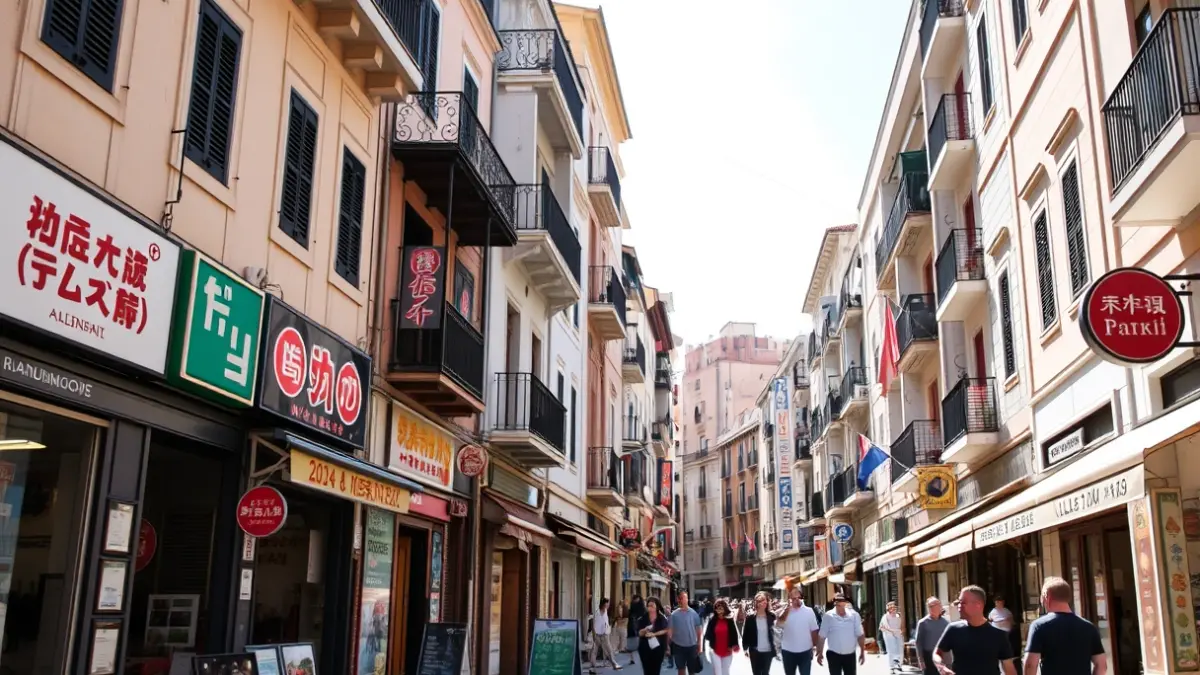Commercial street with Asian influence in Malaga