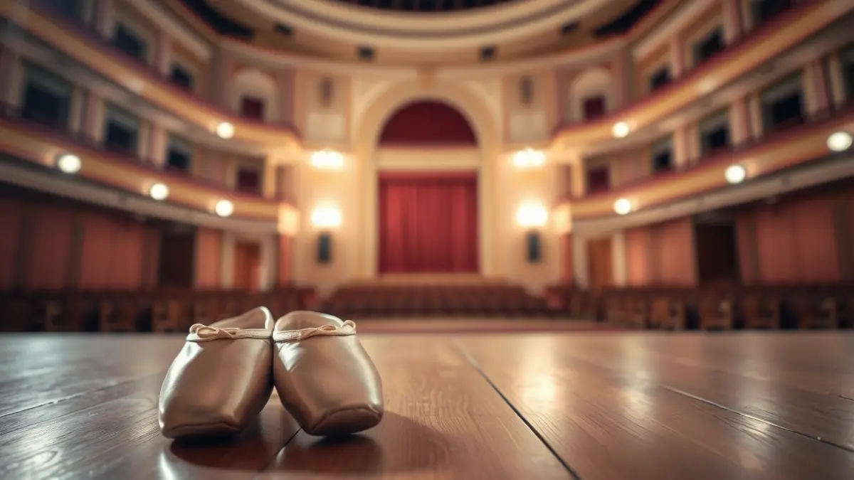 Imagen genérica de unas zapatillas de ballet en un escenario.