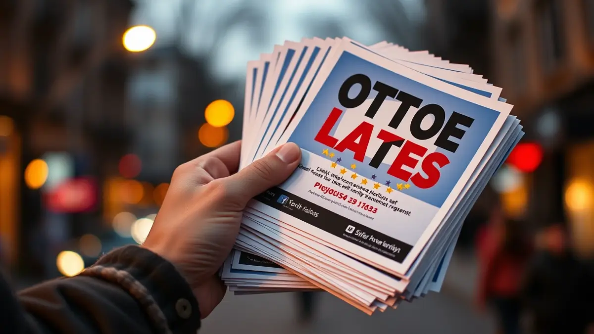 Generic image of a hand holding election posters at night.