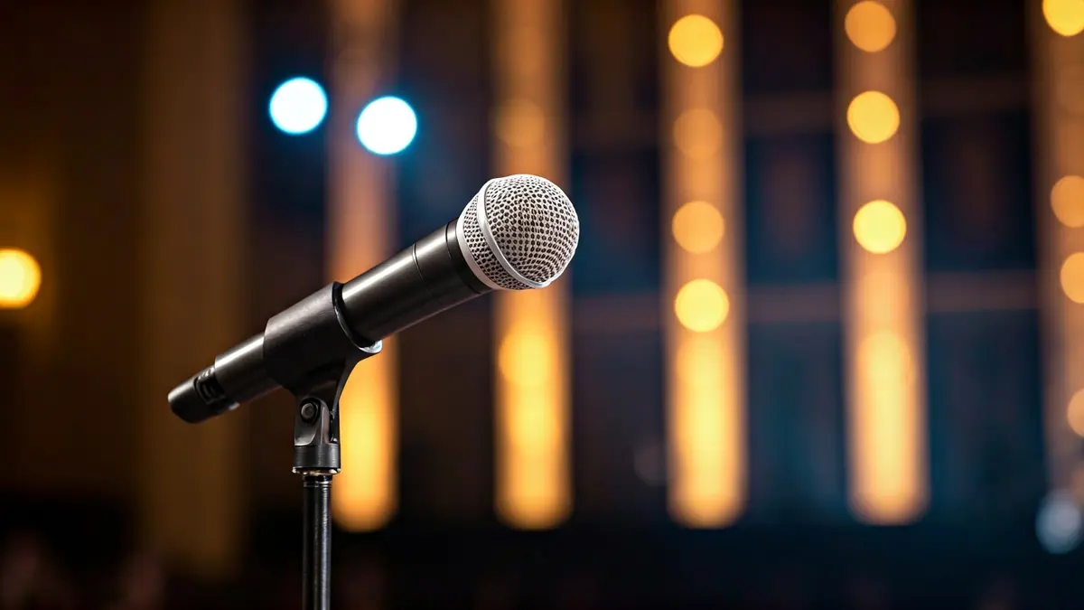 Generic image of a microphone on a podium at an awards ceremony.