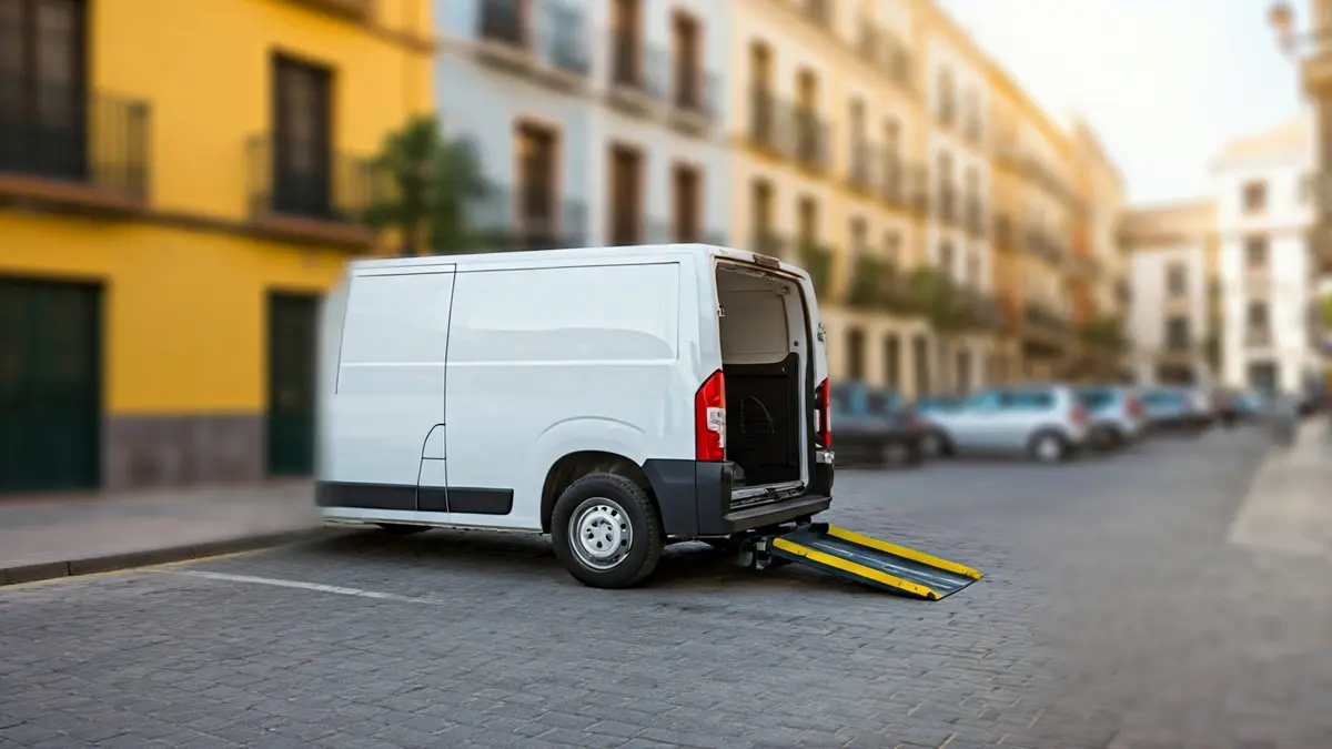 Adapted van for transporting people with reduced mobility in Granada.