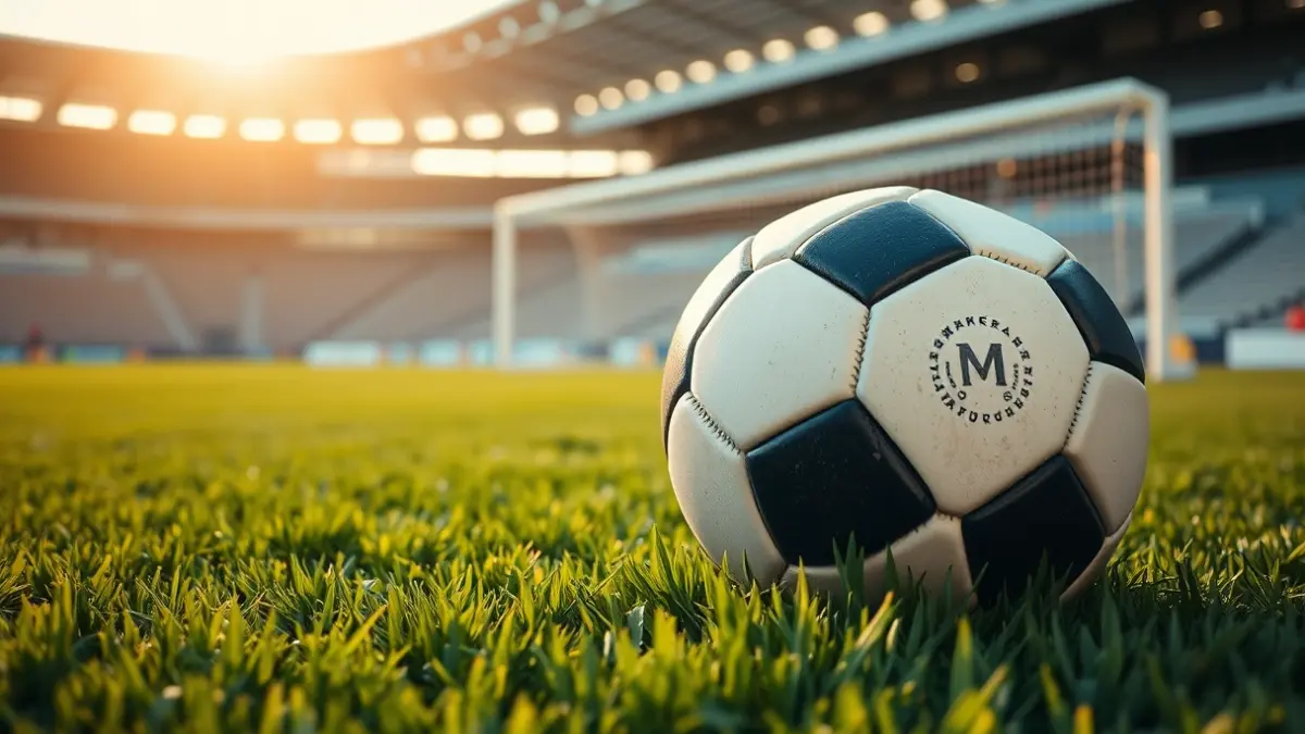 Generic image of a soccer ball on a stadium pitch.