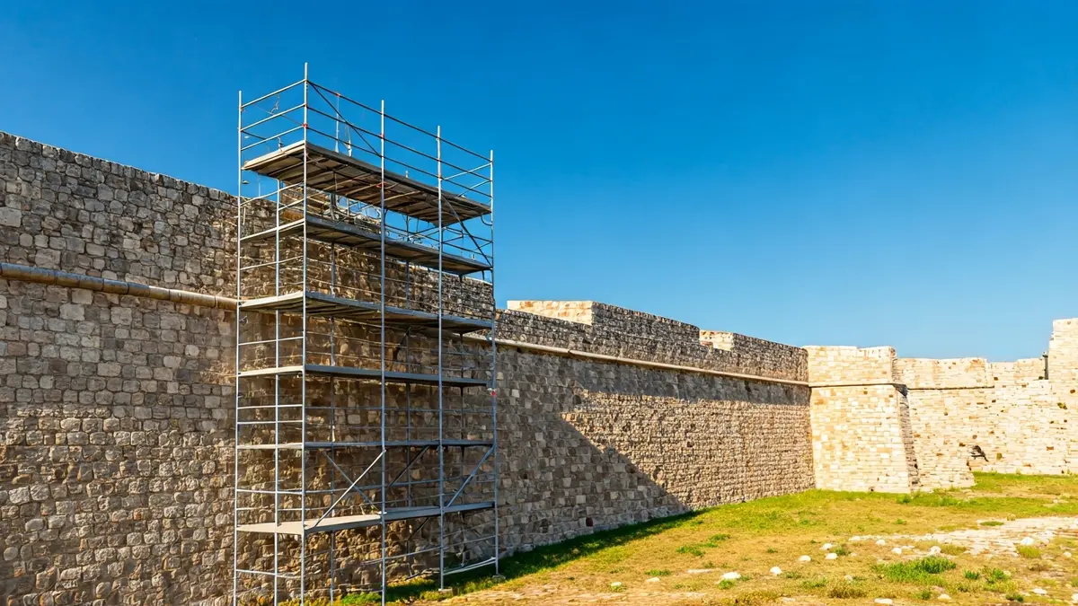 Image of restoration works at the Villavieja fortress in Beas de Segura, Jaén.