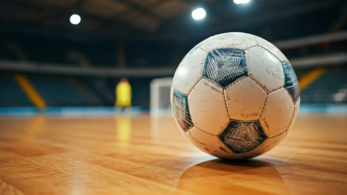 Imagen genérica de un balón de fútbol sala en una cancha.
