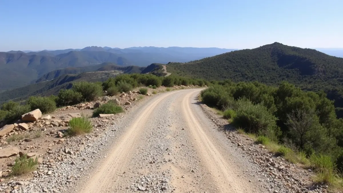 Imagen de un camino rural en Güéjar Sierra en proceso de reparación tras los daños por lluvias.