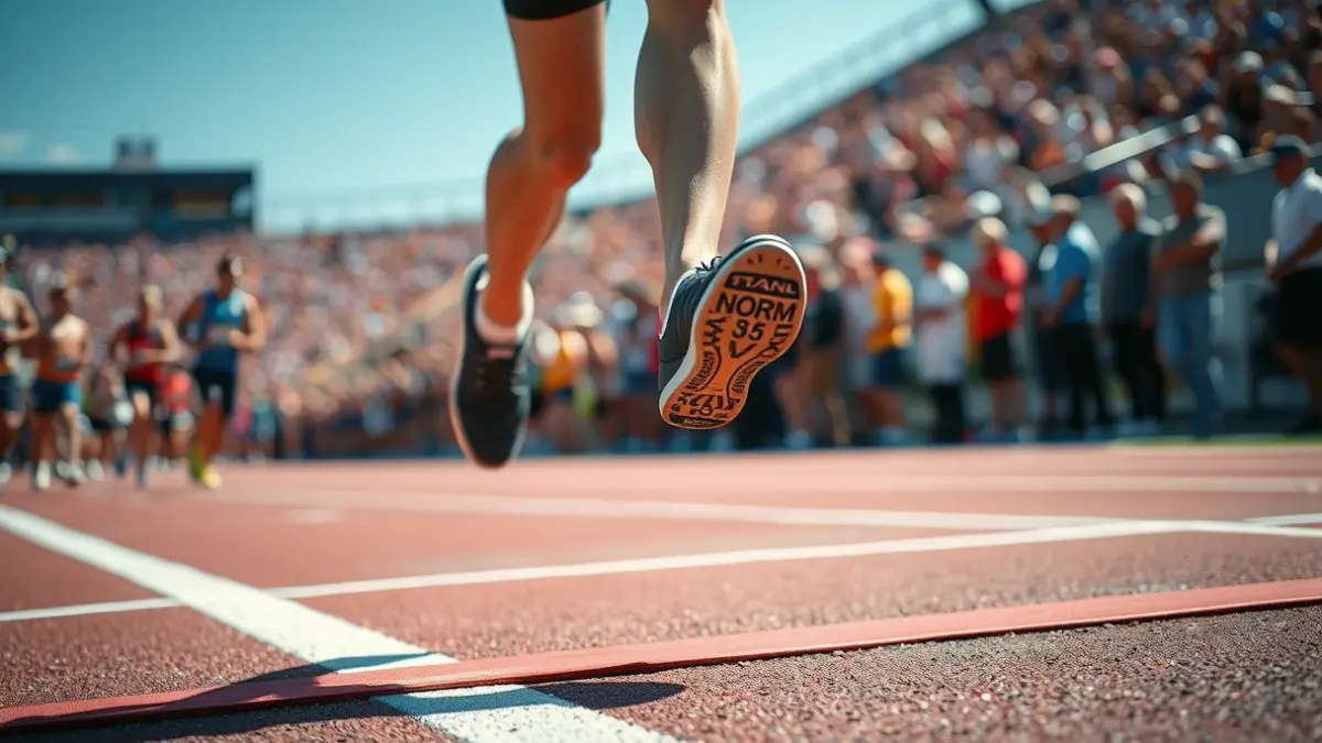 Imagen genérica de un atleta cruzando la línea de meta en una competición deportiva.