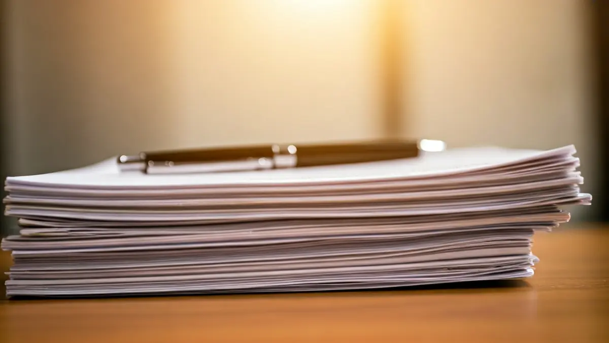 Imagen genérica de documentos y papeleo en una oficina, simbolizando las bajas laborales.