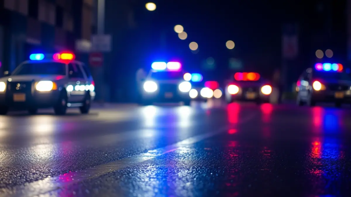Generic image of police emergency lights at night.