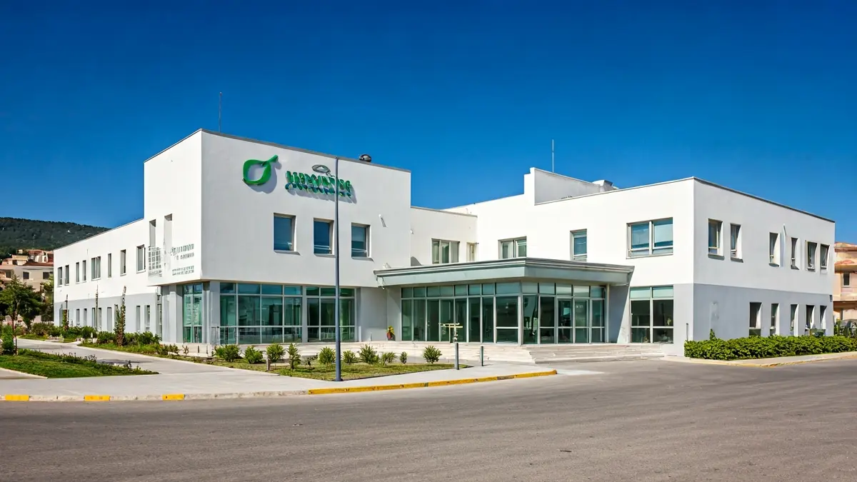 Fachada de un moderno centro de salud en Barbate.