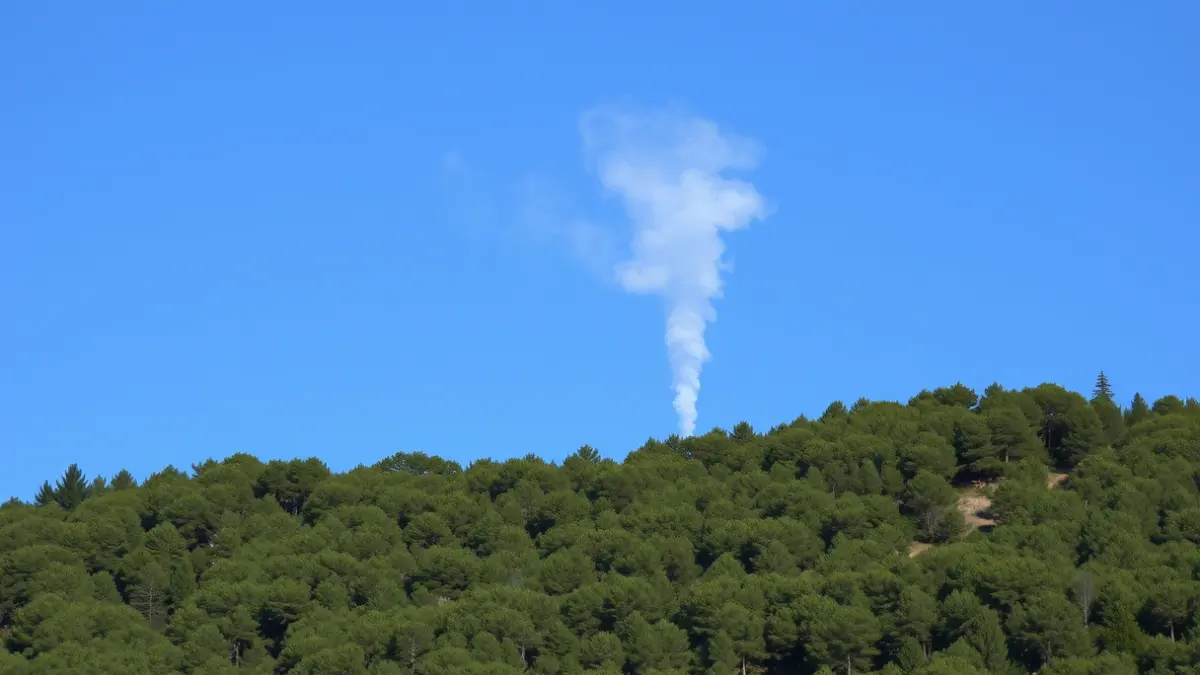 Generic image of a column of smoke rising above a forest.