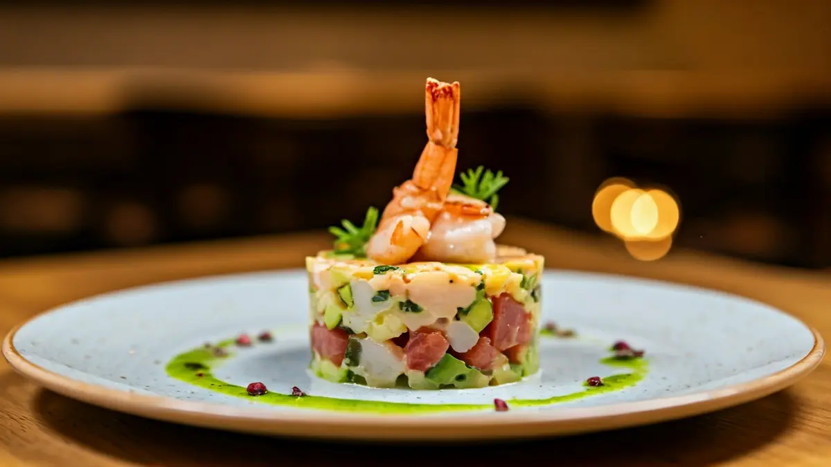 Imagen genérica de un plato gourmet andaluz, destacando la calidad de los ingredientes.