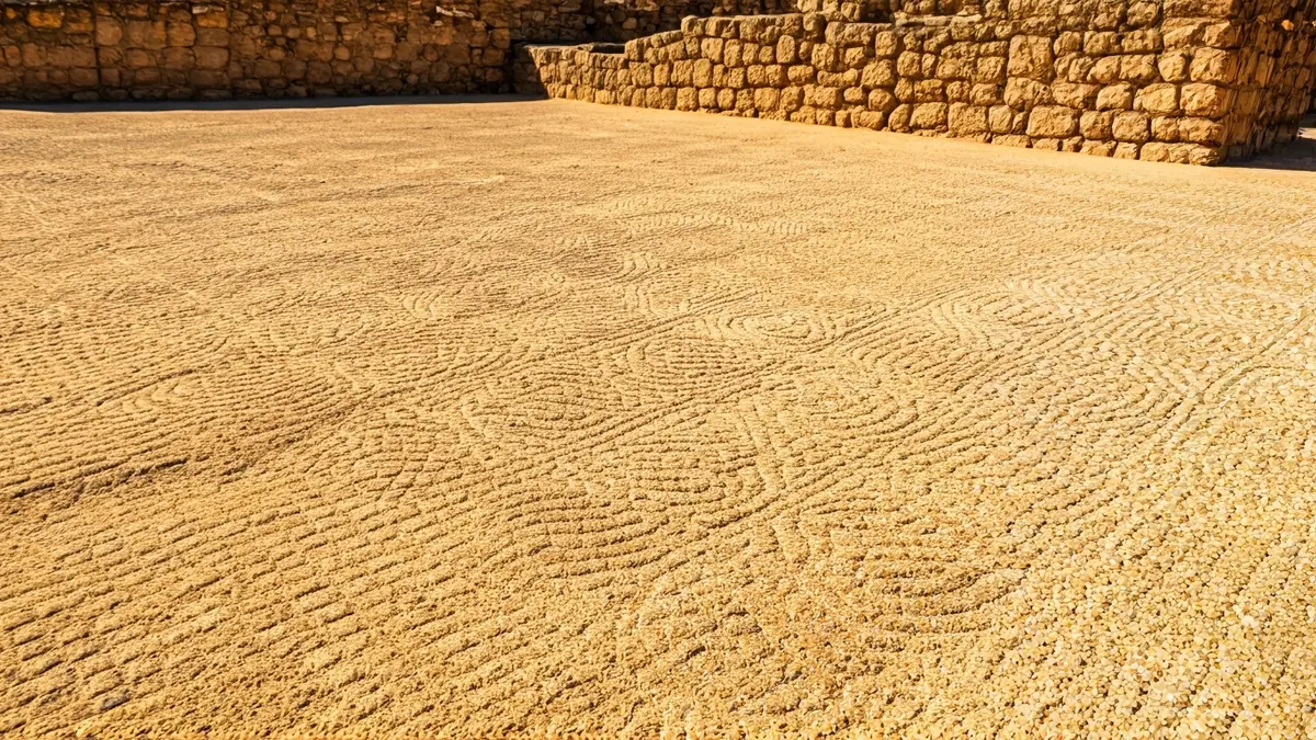 Imagen de un mosaico romano antiguo en un sitio arqueológico andaluz.
