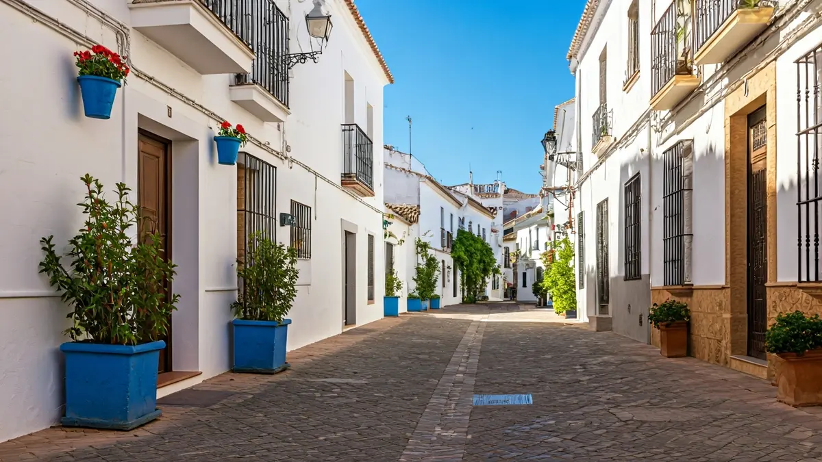 Imagen genérica de un pueblo andaluz con casas blancas y calles estrechas.