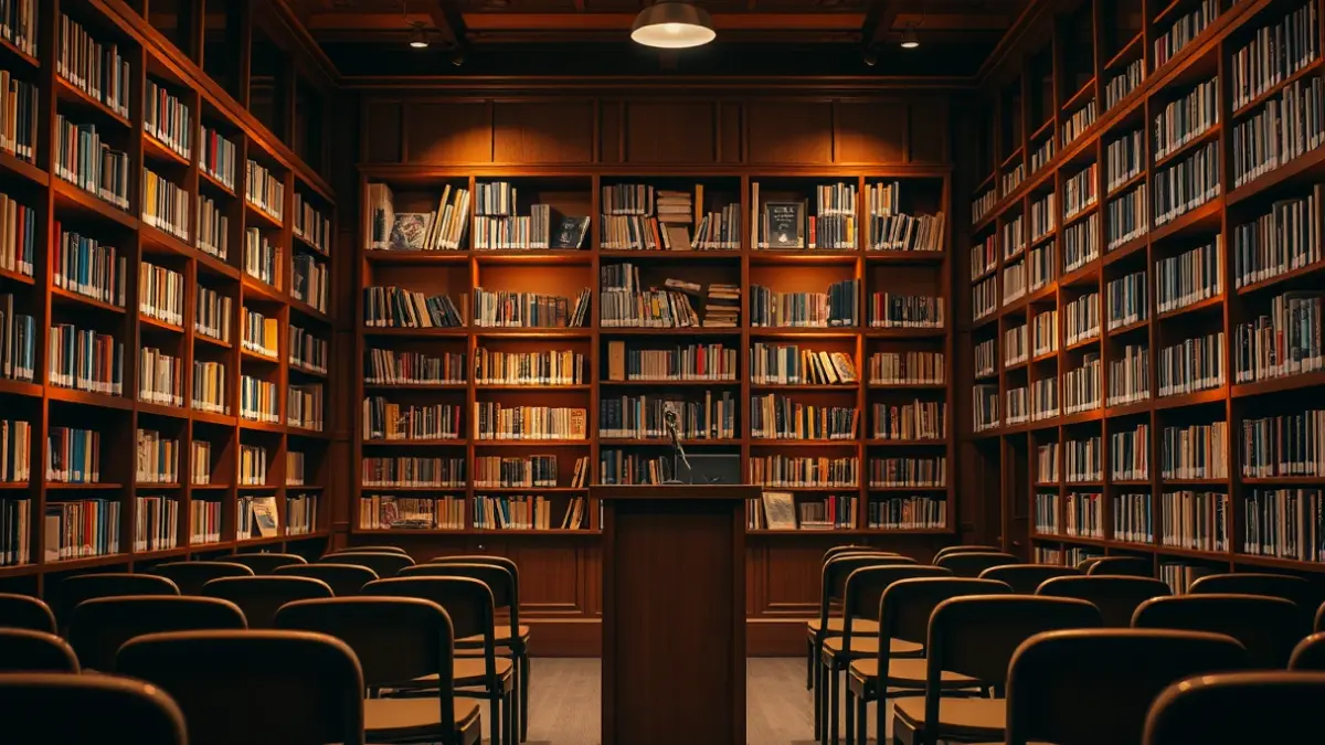 Generic image of an exhibition hall or library with a cultural atmosphere.