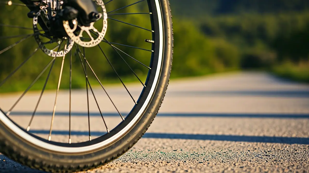 Imagen genérica de una rueda de bicicleta eléctrica en un camino, simbolizando el cicloturismo.