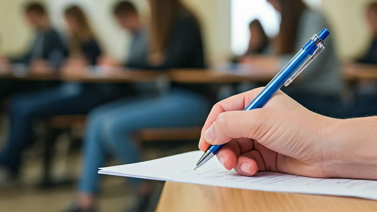 Imagen genérica de un estudiante realizando un examen escrito.