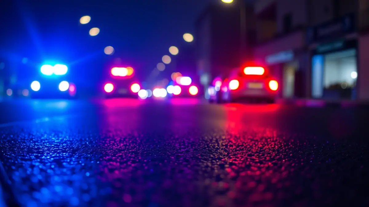 Generic image of emergency lights reflected on wet asphalt, symbolizing traffic enforcement.