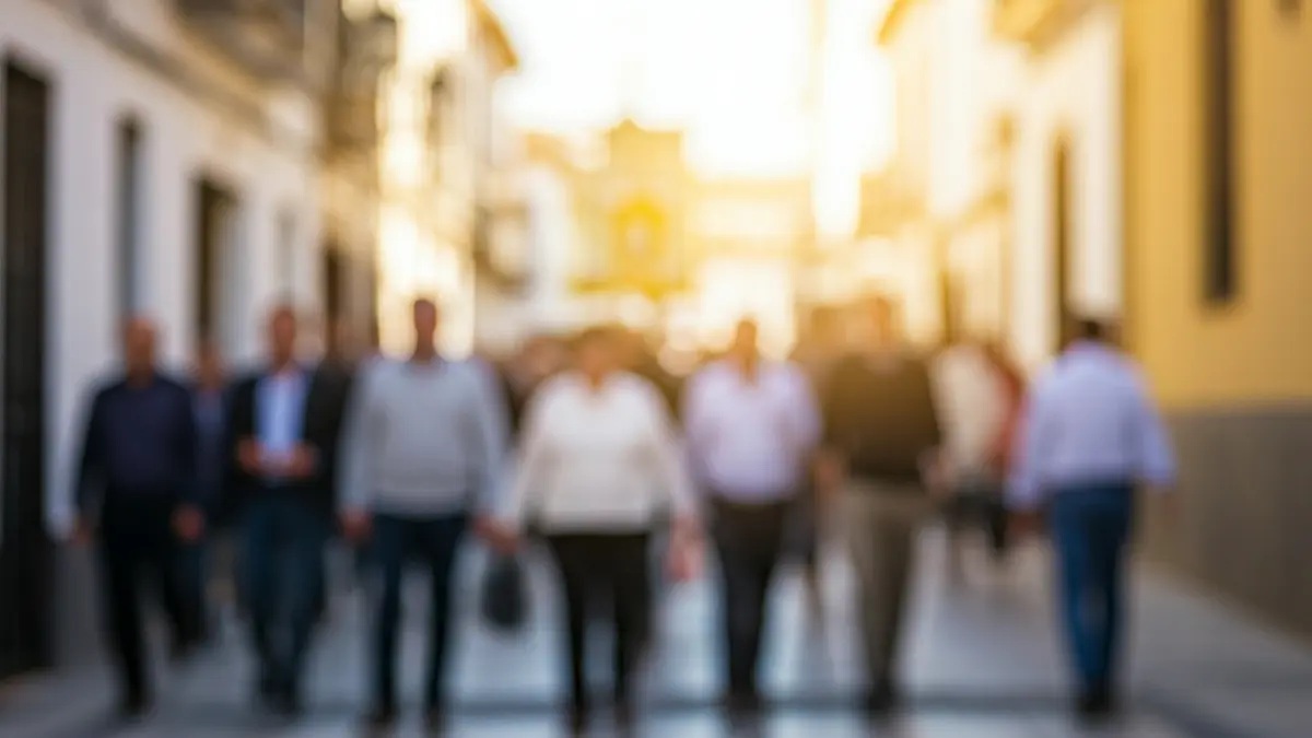 Generic image of a demonstration in an Andalusian town street.