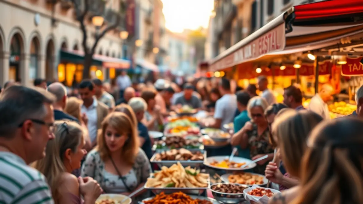 Imagen genérica de un festival gastronómico al aire libre en una ciudad mediterránea.