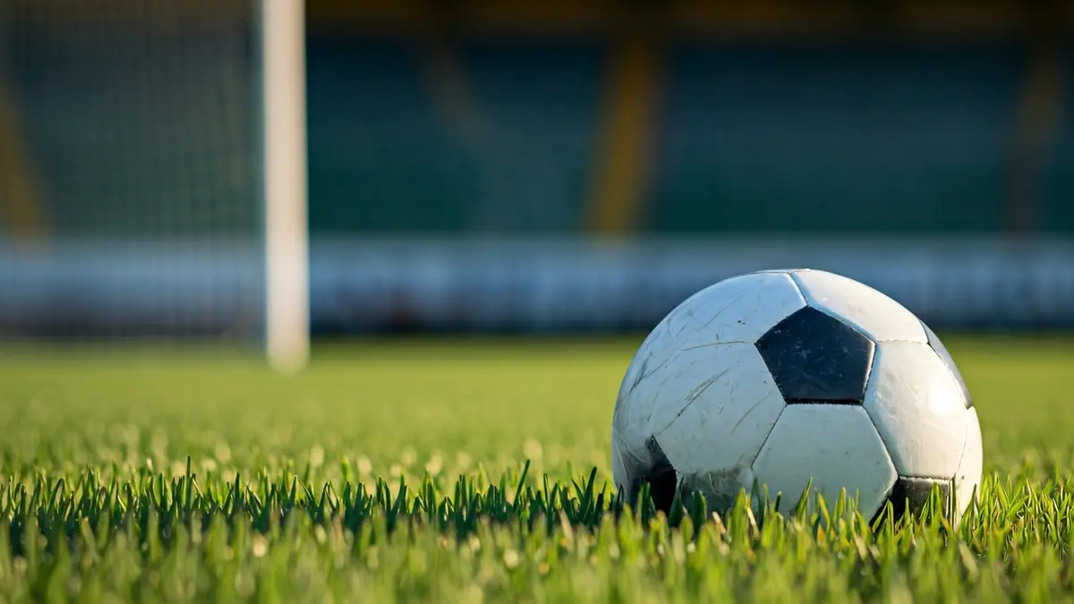 Generic image of a soccer ball on a stadium pitch.